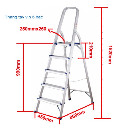 Thang nhôm ghế 5 bậc 