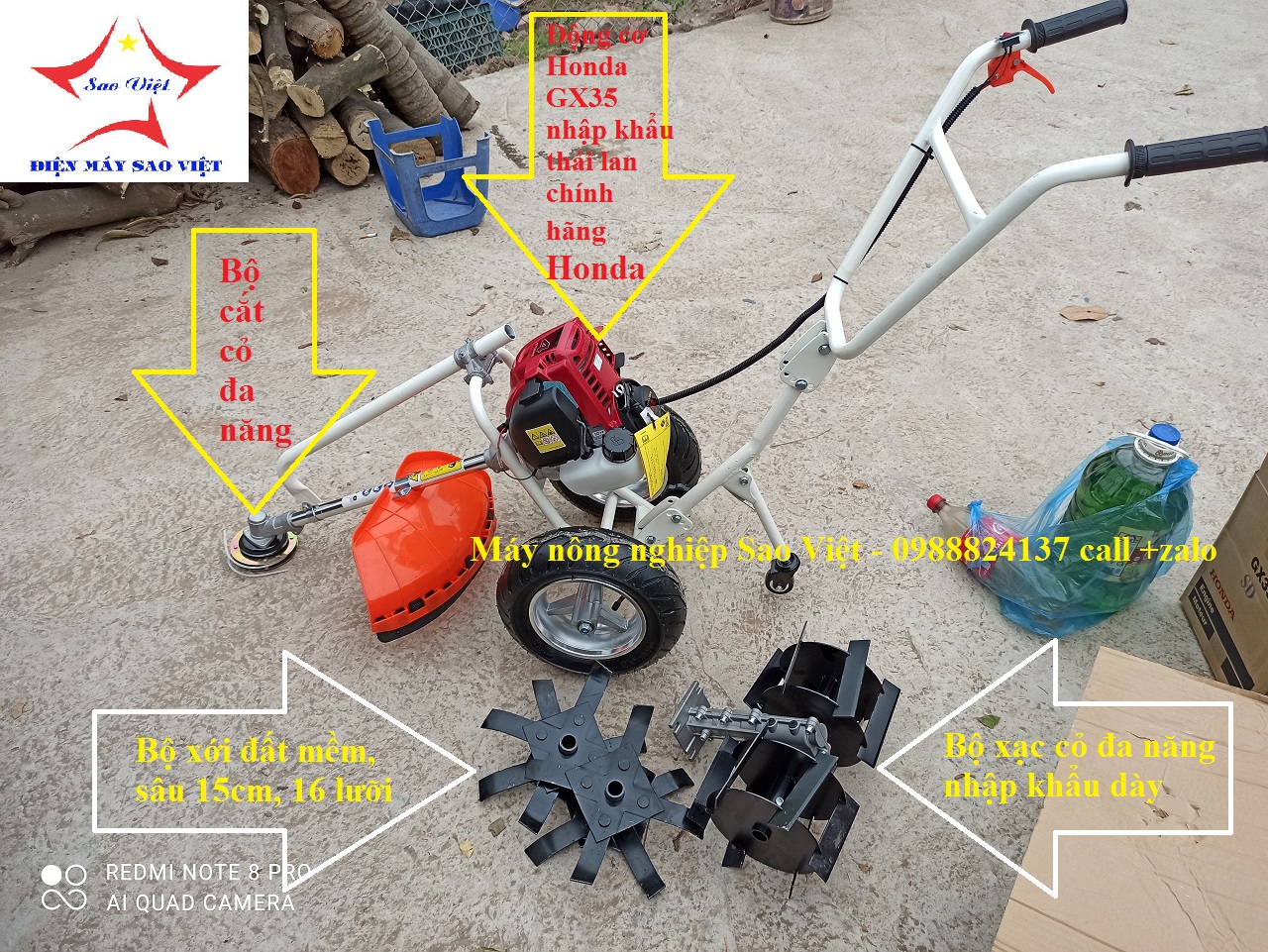 Máy cắt cỏ, xạc cỏ, xới đất đẩy tay Honda GX35 Thái Lan 
